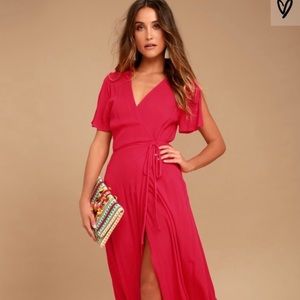 Lulu’s Red Wrap Maxi Dress